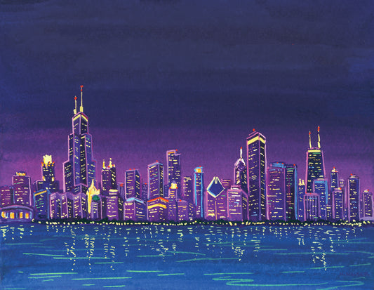 Chicago Night Skyline Print