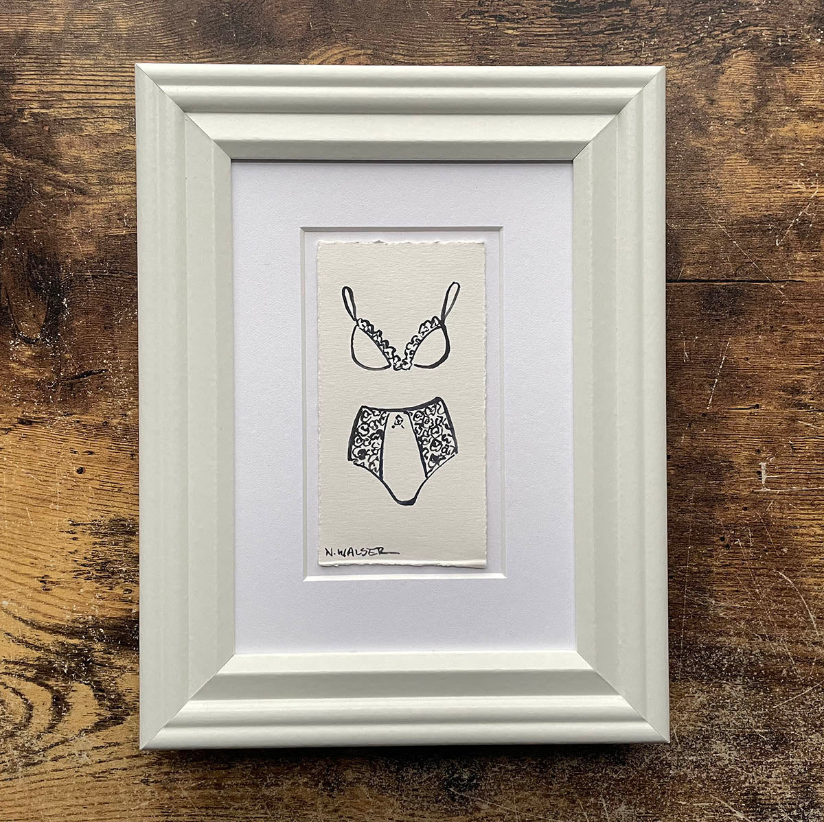 BLack and White illustration of bra and panties.