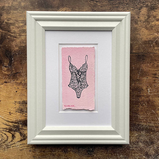 Black Lace Teddy on Pink