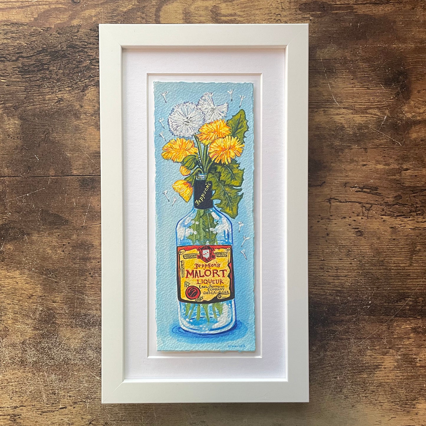 Malort and Dandelion on Blue